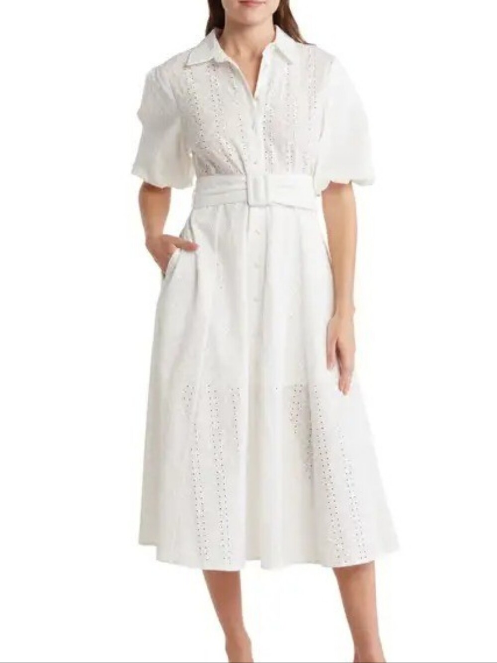 Melody Eyelet Midi Dress in White Size XS Like New